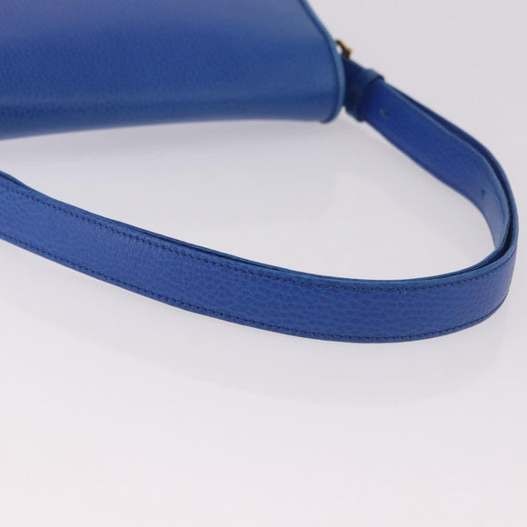 CARTIER Must Line Shoulder Bag Leather Blue Gold Auth 183718V