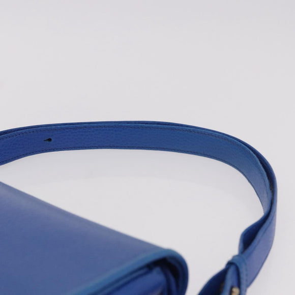 CARTIER Must Line Shoulder Bag Leather Blue Gold Auth 183718V