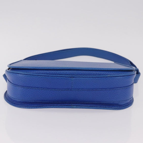 CARTIER Must Line Shoulder Bag Leather Blue Gold Auth 183718V