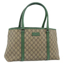 GUCCI GG Supreme Tote Bag PVC Beige Silver 114595 Auth 183719-1