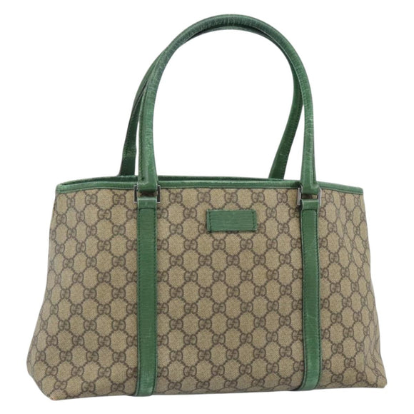 GUCCI GG Supreme Tote Bag PVC Beige Silver 114595 Auth 183719