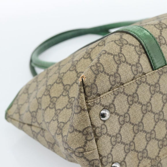 GUCCI GG Supreme Tote Bag PVC Beige Silver 114595 Auth 183719