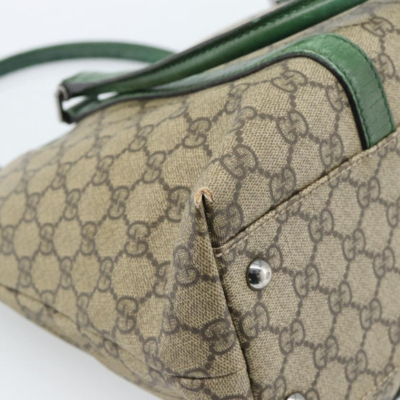 GUCCI GG Supreme Tote Bag PVC Beige Silver 114595 Auth 183719