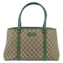 GUCCI GG Supreme Tote Bag PVC Beige Silver 114595 Auth 183719-13