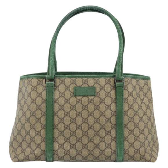 GUCCI GG Supreme Tote Bag PVC Beige Silver 114595 Auth 183719