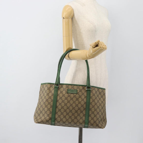 GUCCI GG Supreme Tote Bag PVC Beige Silver 114595 Auth 183719