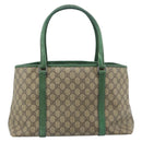 GUCCI GG Supreme Tote Bag PVC Beige Silver 114595 Auth 183719-2