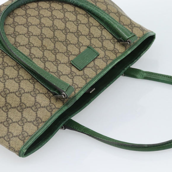 GUCCI GG Supreme Tote Bag PVC Beige Silver 114595 Auth 183719