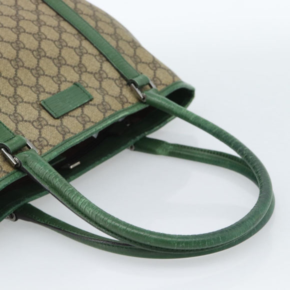 GUCCI GG Supreme Tote Bag PVC Beige Silver 114595 Auth 183719