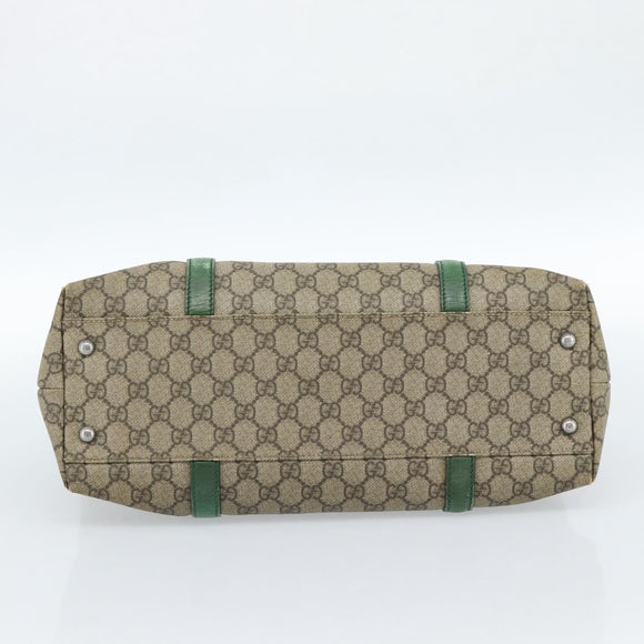 GUCCI GG Supreme Tote Bag PVC Beige Silver 114595 Auth 183719