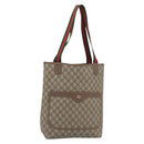 GUCCI GG Supreme Web Sherry Line Tote Bag PVC Beige Gold 002.58.6487 Auth 183720-1