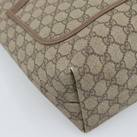 GUCCI GG Supreme Web Sherry Line Tote Bag PVC Beige Gold 002.58.6487 Auth 183720