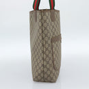 GUCCI GG Supreme Web Sherry Line Tote Bag PVC Beige Gold 002.58.6487 Auth 183720-4