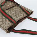 GUCCI GG Supreme Web Sherry Line Tote Bag PVC Beige Gold 002.58.6487 Auth 183720-6
