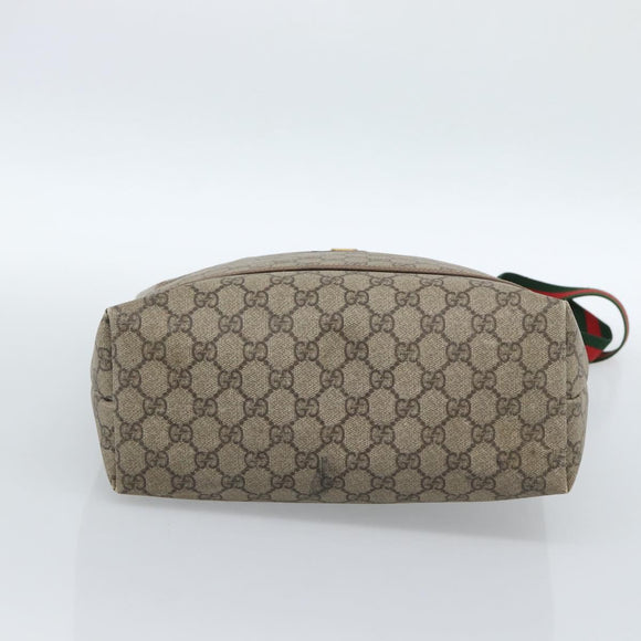 GUCCI GG Supreme Web Sherry Line Tote Bag PVC Beige Gold 002.58.6487 Auth 183720