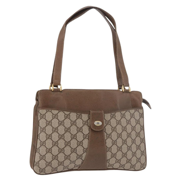 GUCCI GG Supreme Tote Bag PVC Beige Gold 86 02 021 Auth 183721