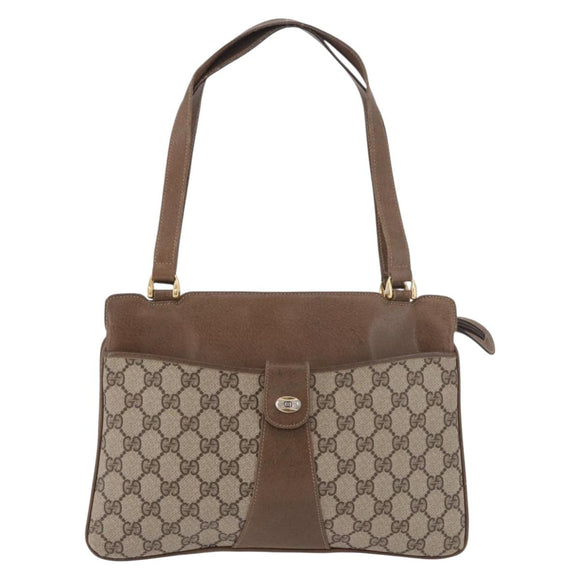 GUCCI GG Supreme Tote Bag PVC Beige Gold 86 02 021 Auth 183721