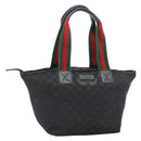 GUCCI GG Canvas Web Sherry Line Tote Bag Black Silver 131230 Auth 183723-1