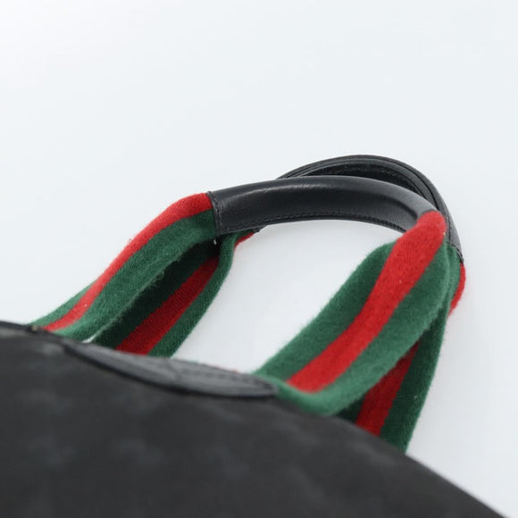 GUCCI GG Canvas Web Sherry Line Tote Bag Black Silver 131230 Auth 183723