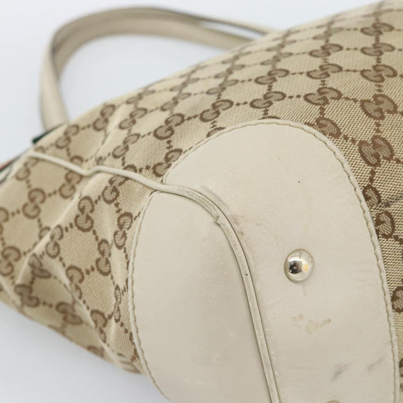 GUCCI GG Canvas Princi Web Sherry Line Tote Bag Beige Goud 257061 Auth 183725
