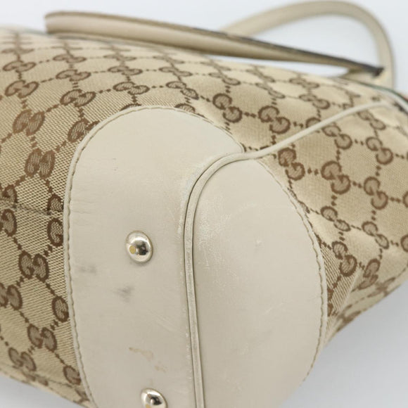 GUCCI GG Canvas Princi Web Sherry Line Tote Bag Beige Gold 257061 Auth 183725