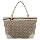 GUCCI GG Canvas Princi Web Sherry Line Tote Bag Beige Gold 257061 Auth 183725-2