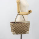 GUCCI GG Canvas Princi Web Sherry Line Tote Bag Beige Gold 257061 Auth 183725-21