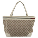 GUCCI GG Canvas Princi Web Sherry Line Tote Bag Beige Gold 257061 Auth 183725-3