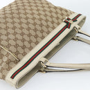 GUCCI GG Canvas Princi Web Sherry Line Tote Bag Beige Gold 257061 Auth 183725-6