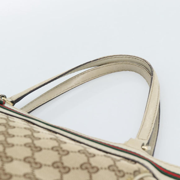 GUCCI GG Canvas Princi Web Sherry Line Tote Bag Beige Gold 257061 Auth 183725