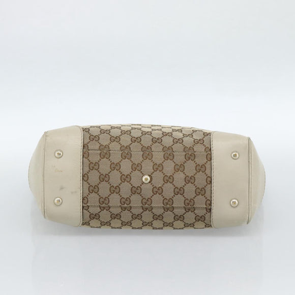 GUCCI GG Canvas Princi Web Sherry Line Tote Bag Beige Gold 257061 Auth 183725