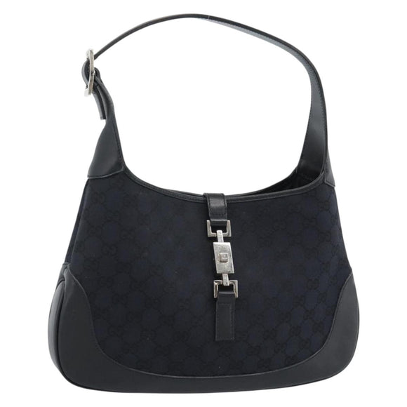 GUCCI GG Canvas Jackie Schultertasche Schwarz Silber 001 8806 Auth 183726V
