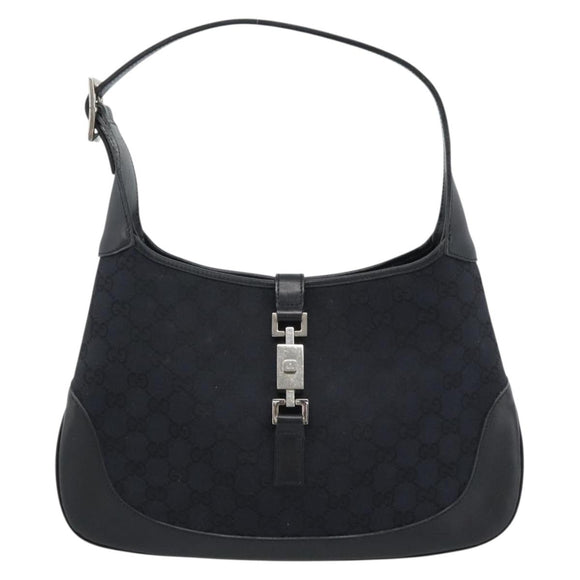 GUCCI GG Canvas Jackie Schultertasche Schwarz Silber 001 8806 Auth 183726V