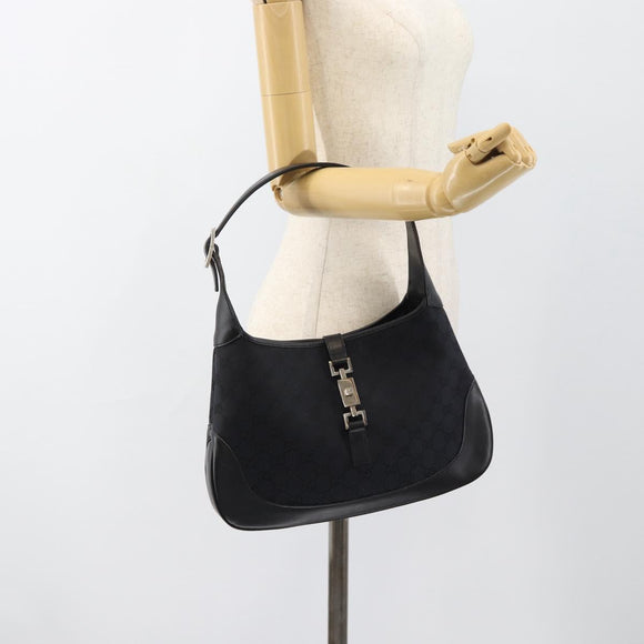 GUCCI GG Canvas Jackie Schultertasche Schwarz Silber 001 8806 Auth 183726V
