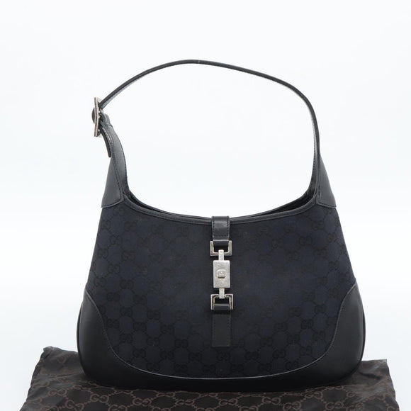 GUCCI GG Canvas Jackie Schultertasche Schwarz Silber 001 8806 Auth 183726V