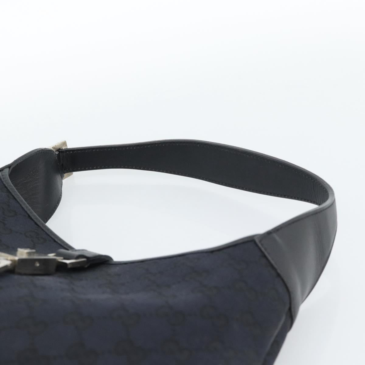 GUCCI GG Canvas Jackie Shoulder Bag Black Silver 001 8806 Auth