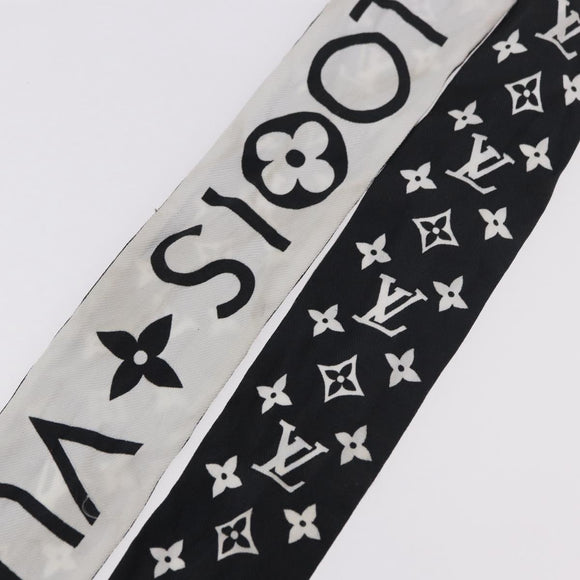 LOUIS VUITTON Monogram Bando BB Schal Seide Weiß Schwarz M90682 LV Auth 183728