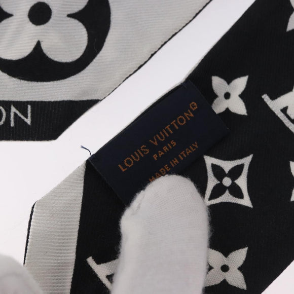 LOUIS VUITTON Monogram Bando BB Schal Seide Weiß Schwarz M90682 LV Auth 183728