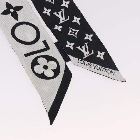 LOUIS VUITTON Monogram Bando BB Schal Seide Weiß Schwarz M90682 LV Auth 183728