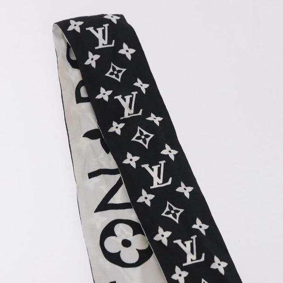 LOUIS VUITTON Monogram Bando BB Schal Seide Weiß Schwarz M90682 LV Auth 183728