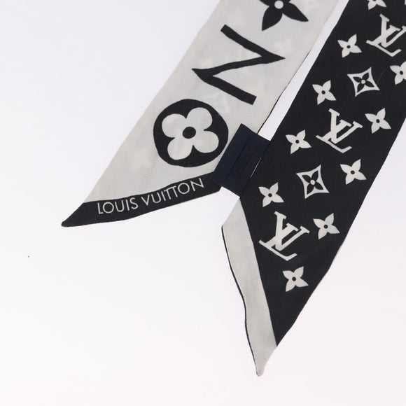 LOUIS VUITTON Monogram Bando BB Schal Seide Weiß Schwarz M90682 LV Auth 183728