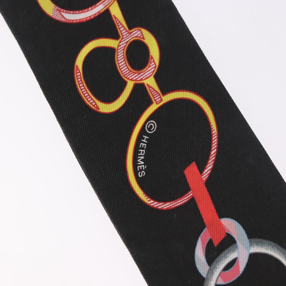 HERMES Twilly Schal Seide „DO RE BOUCLES“ Schwarz Original 183731