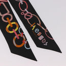 HERMES Twilly Schal Seide „DO RE BOUCLES“ Schwarz Original 183731-3