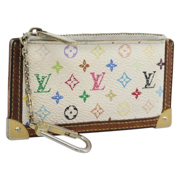 LOUIS VUITTON Monogram Multicolor Pochette Cles Purse White M92655 Auth 183733