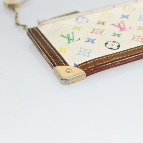 LOUIS VUITTON Monogram Multicolor Pochette Cles Purse White M92655 Auth 183733