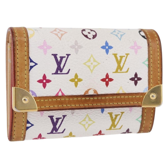 LOUIS VUITTON Multicolor Porte Monnaie Pla Münzbörse Weiß M92657 Auth 183734V