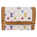 LOUIS VUITTON Multicolor Porte Monnaie Pla Münzbörse Weiß M92657 Auth 183734V-13