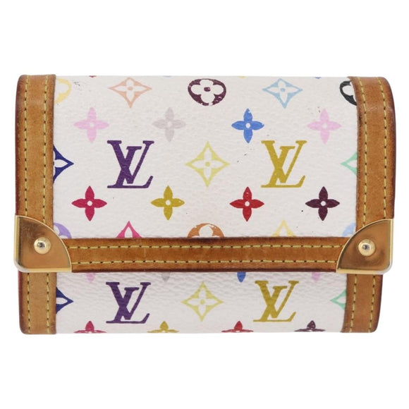 LOUIS VUITTON Multicolor Porte Monnaie Pla Münzbörse Weiß M92657 Auth 183734V