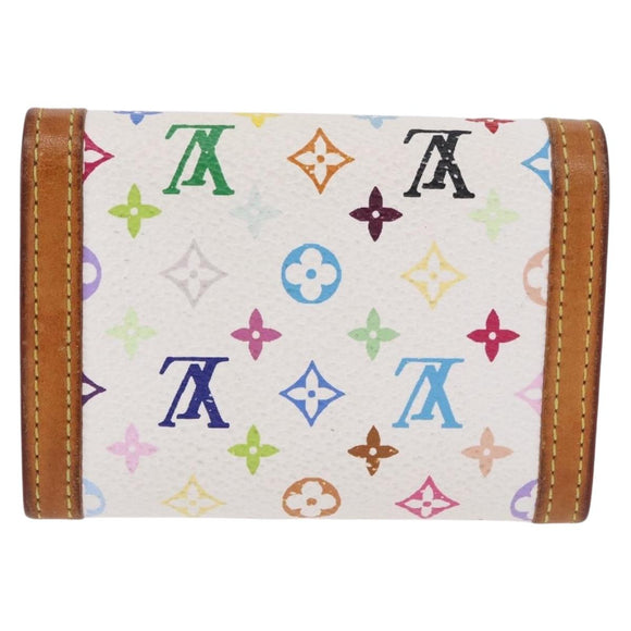 LOUIS VUITTON Multicolor Porte Monnaie Pla Münzbörse Weiß M92657 Auth 183734V
