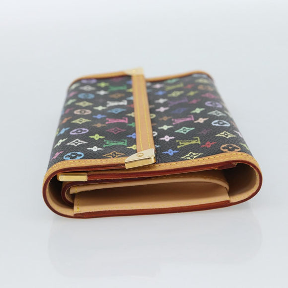 LOUIS VUITTON Monogram Multicolor Porte Tresor Wallet Black M92658 Auth 183735SAV